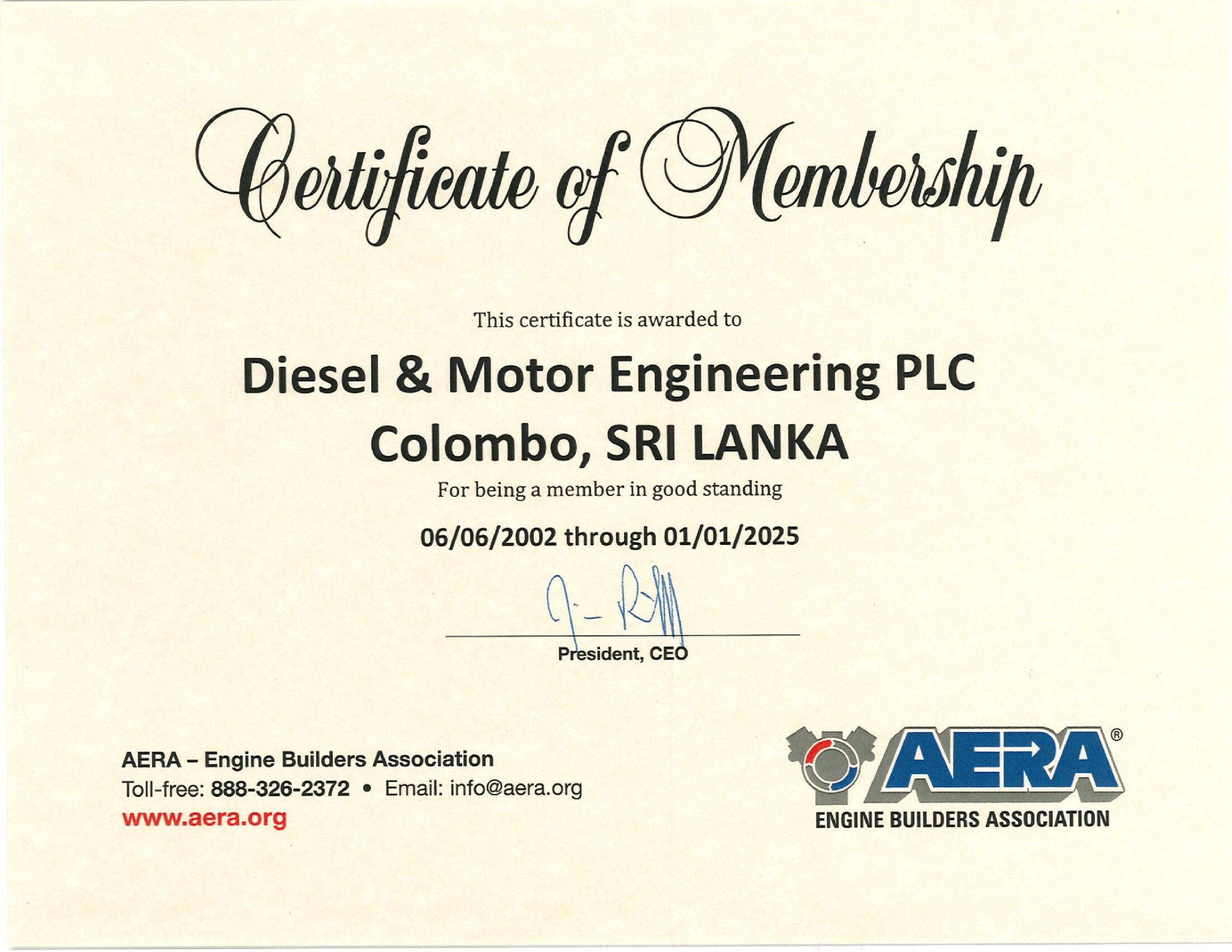 Certificate of Membership